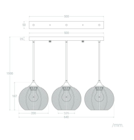 Lámpara colgante triple de cristal Kósima con base dorada