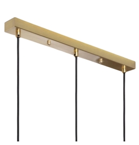 Lámpara colgante triple de cristal Kósima con base dorada