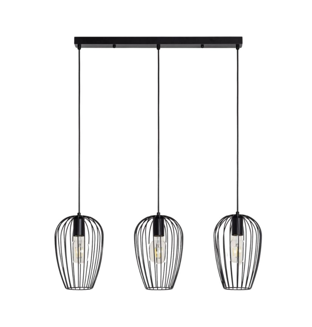 Lámpara colgante triple metal Olivia negra