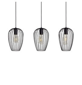 Lámpara colgante triple metal Olivia negra