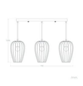 Lámpara colgante triple metal Olivia negra