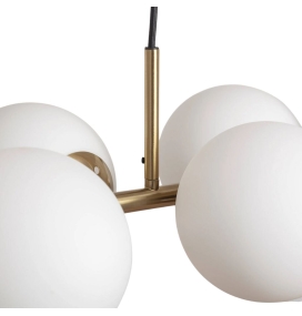 Lámpara de techo colgante de 6 bolas Sophie blanca y dorada