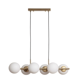 Lámpara de techo colgante de 6 bolas Sophie blanca y dorada