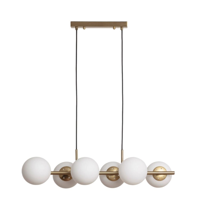 Lámpara de techo colgante de 6 bolas Sophie blanca y dorada