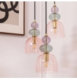 Lámpara de techo colgante con 3 tulipas de cristal oro y rosa