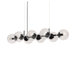 Lámpara de techo colgante de 8 bolas cristal transparentes negra