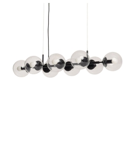 Lámpara de techo colgante de 8 bolas cristal transparentes negra