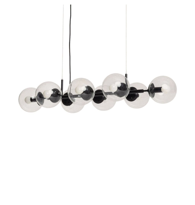 Lámpara de techo colgante de 8 bolas cristal transparentes negra