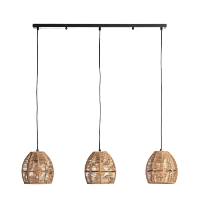 Lámpara de techo colgante triple de papel trenzado Mayeli