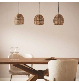 Lámpara de techo colgante triple de papel trenzado Mayeli