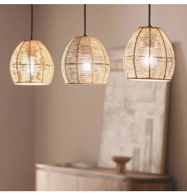 Lámpara de techo colgante triple de papel trenzado Mayeli