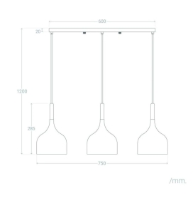 Lámpara de techo colgante triple metal y madera Martina blanca