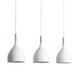 Lámpara de techo colgante triple metal y madera Martina blanca