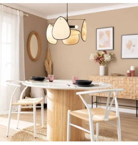 Lámpara de techo colgante Mía metal y rafia 3xE27