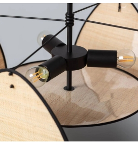 Lámpara de techo colgante Mía metal y rafia 3xE27