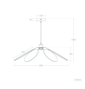 Lámpara de techo colgante Primavera ratán cable negro