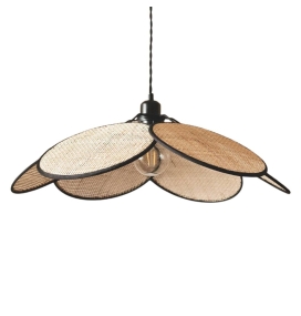 Lámpara de techo colgante Primavera ratán cable negro
