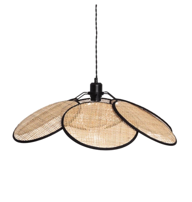 Lámpara de techo colgante Primavera ratán cable negro
