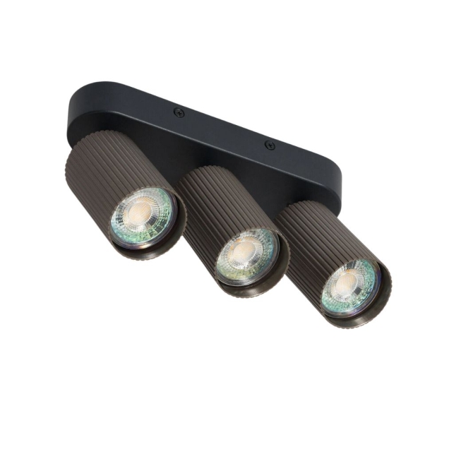 Aplique de techo o pared orientable triple para bombilla GU10 marrón y negro