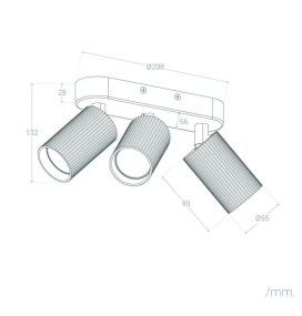 Aplique de techo o pared orientable triple para bombilla GU10 marrón y negro
