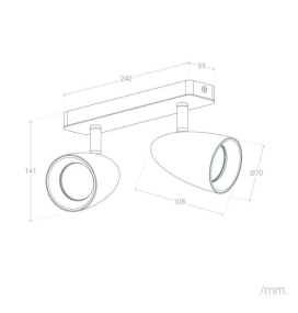 Aplique de techo o pared orientable triple para bombilla GU10 gris