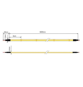 Tira led COB 230V 20W/m 100Lm/w luz Roja CRI80 IP68 ancho 1cm corte 5cm (precio por metro)