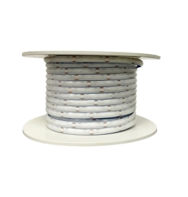 Bobina tira led COB Luz Azul 230V 20W/m 100Lm/w CRI80 IP68 ancho 1cm corte 5cm 50M