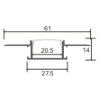 Perfil de empotrar en pladur oculto 14x61mm 2 metros