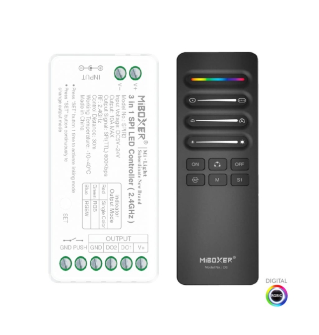 Pack Controlador y Mando para tira led Digital COB RGBIC 24V