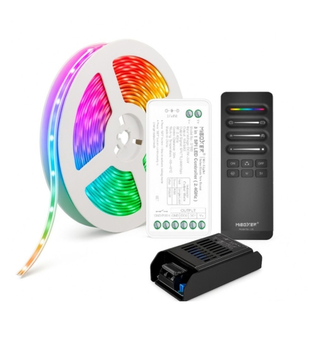 Kit tira led digital RGBIC COB 24V 9W/m 360Lm/w IP20 5M