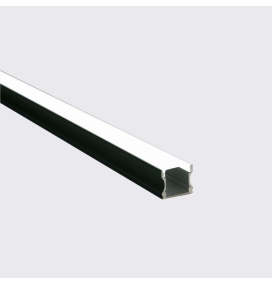 Perfil de aluminio superficie 2000x16.6x14.8mm con difusor para Tiras LED negro con difusor blanco