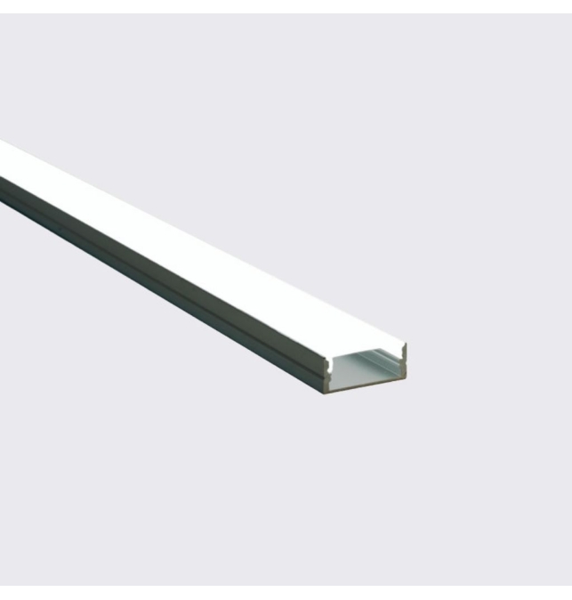 Perfil de aluminio superficie doble tira 2000x23.5x9.8mm con difusor blanco para Tiras LED negro