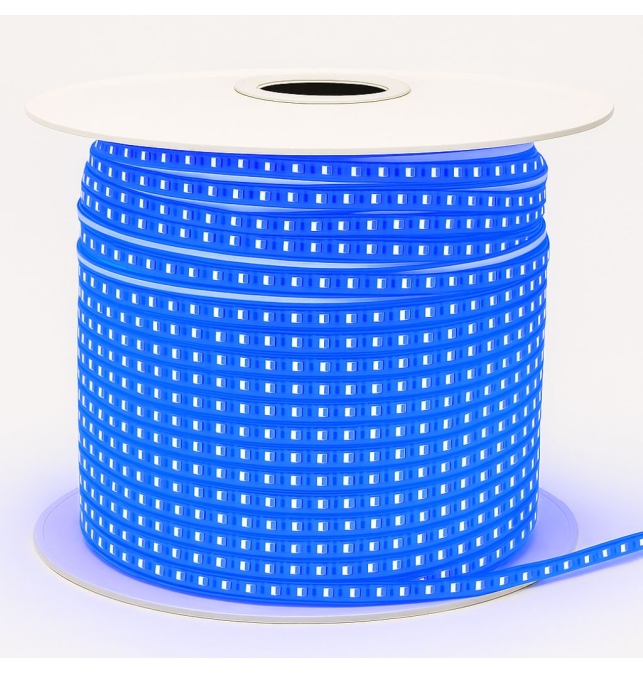 Bobina de tira led RGB 220V 14W 490Lm/m IP65 ancho 10mm corte 10cm 50M