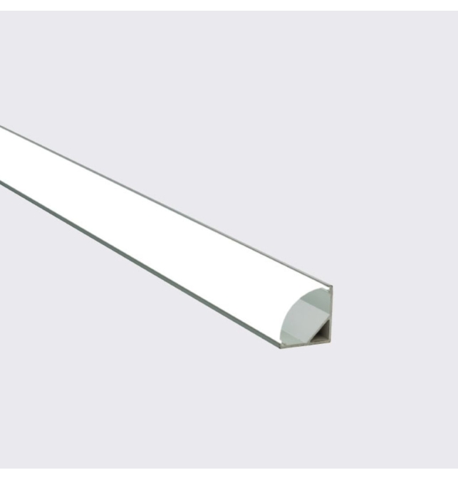 Perfil de aluminio esquina 2000x16.2x16.2mm con difusor para Tiras LED plata