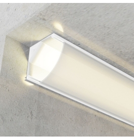 Perfil de aluminio esquina 2000x16x16mm con difusor para Tiras LED blanco