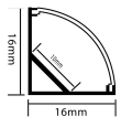 Perfil de aluminio esquina 2000x16x16mm con difusor para Tiras LED blanco