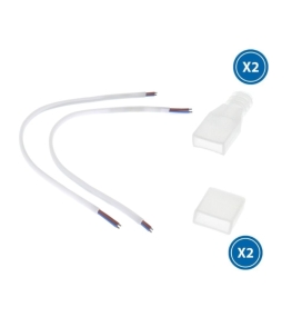 Pack de 2 cables iniciales, 2 tapones iniciales y 2 tapones finales para tiras led 220V