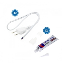 Pack de 2 enchufes iniciales, 2 tapones finales y 1 tubo de silicona para tiras led 220-240V