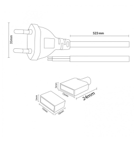 Pack de 2 enchufes iniciales, 2 tapones finales y 1 tubo de silicona para tiras led 220-240V