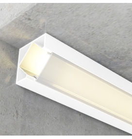 Perfil de aluminio esquina reforzado 2000x17.8x17.8mm con difusor para Tiras LED blanco
