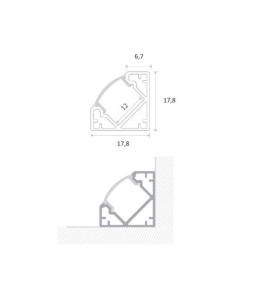 Perfil de aluminio esquina reforzado negro 2000x17,8x17,8mm con difusor negro para Tiras LED