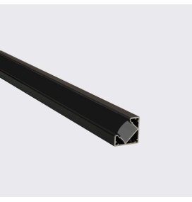 Perfil de aluminio esquina reforzado negro 2000x17,8x17,8mm con difusor negro para Tiras LED