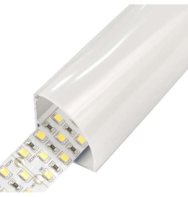 Perfil de aluminio esquina grande 2000x30x30mm con difusor para Tiras LED plata