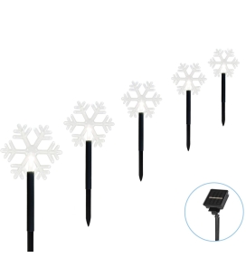 Luces de navidad exterior con forma de copo de nieve y pica para el suelo 1m fría