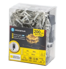 Guirnalda led con cable transparente 20M luz cálida