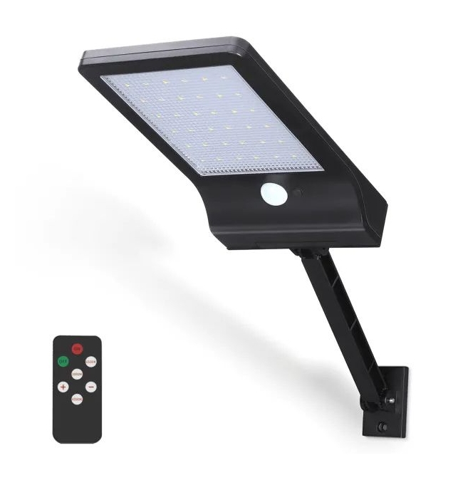 Aplique solar para pared con sensor de movimiento y mando CCT