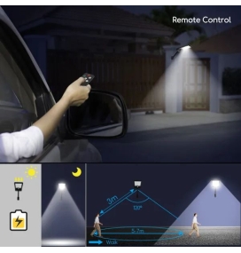 Aplique solar para pared con sensor de movimiento y mando CCT