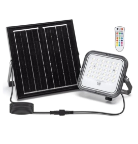 Foco proyector led solar RGB 200W con mando 2m cable