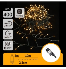 Guirnalda led a corriente con cable verde 10M luz cálida