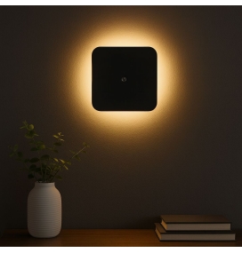Aplique de pared led recargable superficie cuadrado 2W con cambio de tono de luz e intensidad negro